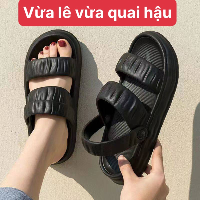 Dép bánh mì nữ quai ngang quai hậu eva đế nâng 3cm tôn dáng người đi