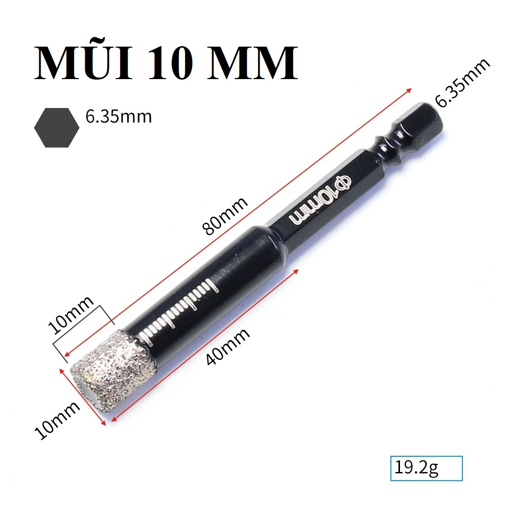 Mũi khoan chân lục giác gạch đá cứng, đá hoa cương, đá granite, đá cầu thang 6/8/10/12/14/16mm