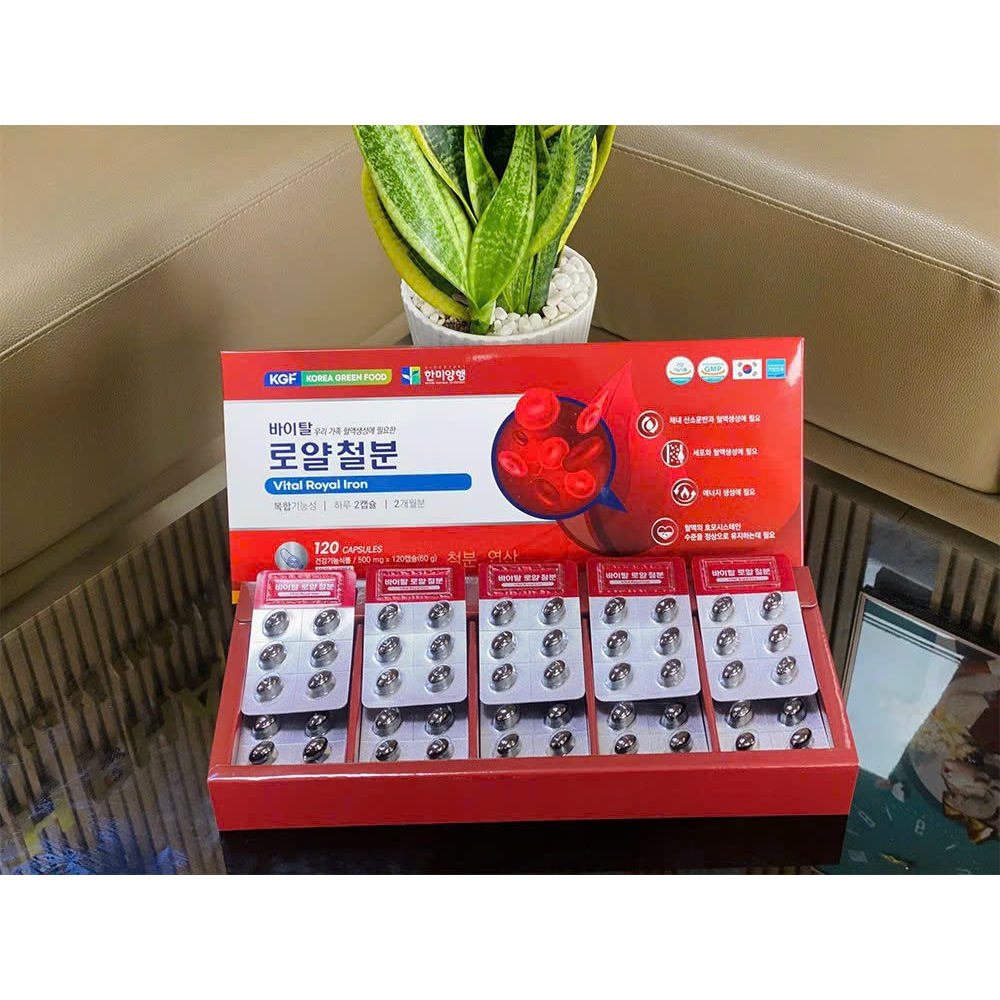 Viên Sắt Bổ Máu Vital Royal Iron KGF Hàn Quốc Hộp 120 Viên, 500mg/ 1 viên