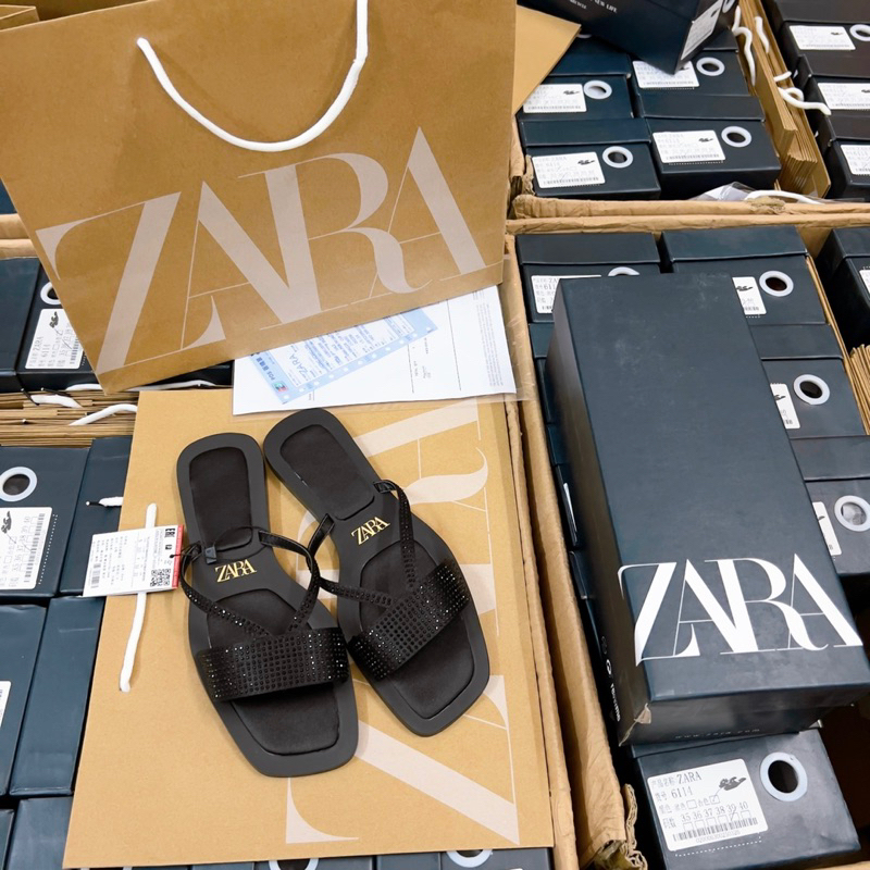 Dép Za ra Mũi Vuông Fullbox + Túi Giấy