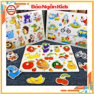 [Hàng Loại 1] Đồ chơi bảng núm gỗ ghép hình cho bé loại to đẹp 22×30cm nhiều chủ đề - Tranh ghép gỗ cho bé