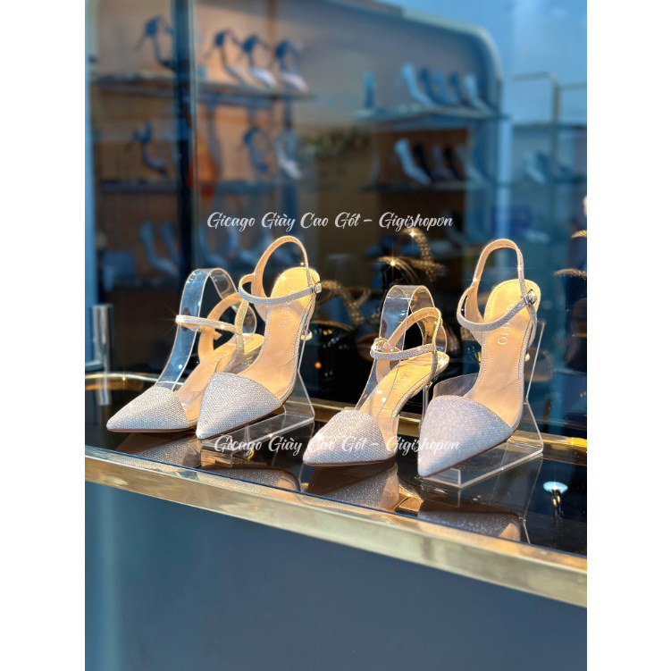 CAO GÓT NHỌN KIM TUYẾN CÀI QUAI 9CM - GIÀY CAO GÓT GIGISHOPVN - GICAGO C454