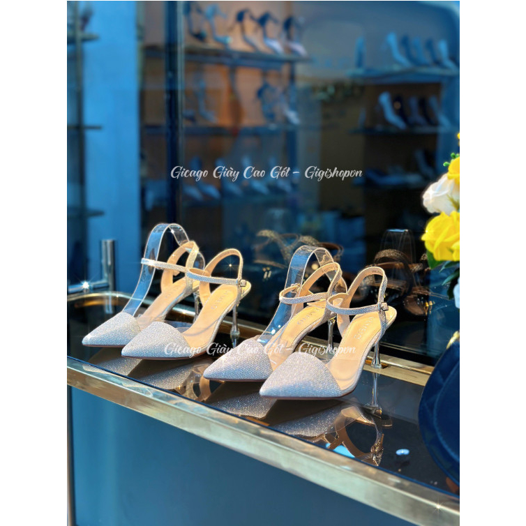 CAO GÓT NHỌN KIM TUYẾN CÀI QUAI 9CM - GIÀY CAO GÓT GIGISHOPVN - GICAGO C454
