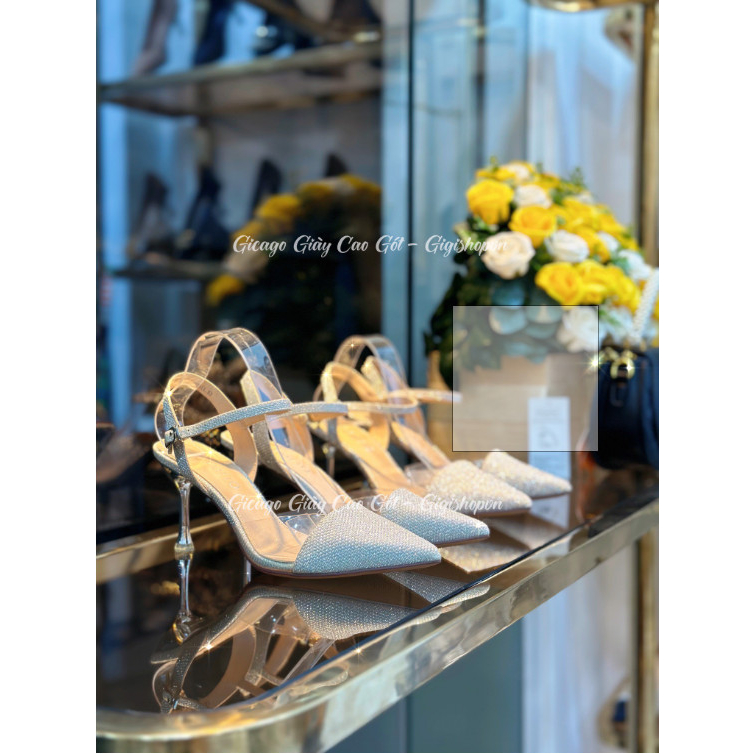 CAO GÓT NHỌN KIM TUYẾN CÀI QUAI 9CM - GIÀY CAO GÓT GIGISHOPVN - GICAGO C454