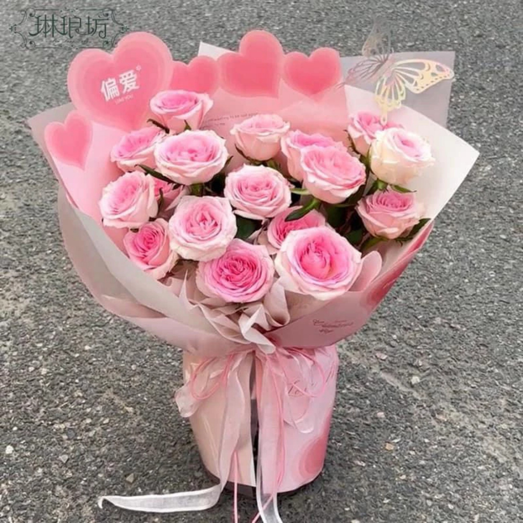 Sỉ tập 20 tờ giấy gói hoa hình trái tim trang trí