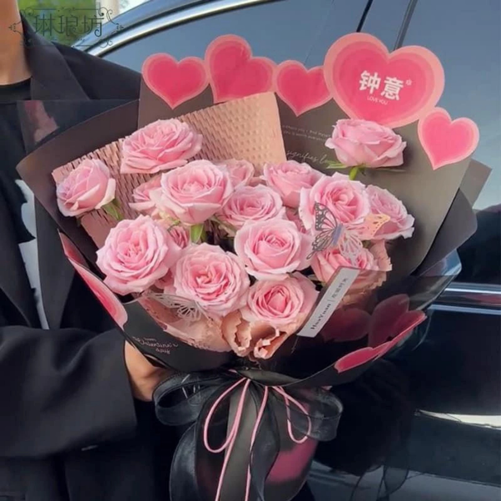 Sỉ tập 20 tờ giấy gói hoa hình trái tim trang trí