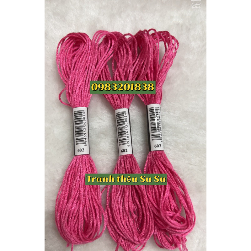 Chỉ thêu cotton, mã theo bảng màu DMC, mã chỉ từ 600 đến 699