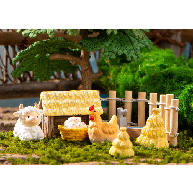 Mô hình tiểu cảnh con vật bò, gà, vịt, lợn decor tiểu cảnh nông thôn làm terrarium, mô hình trang trí