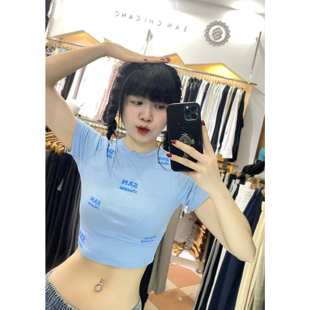 Áo thun croptop in sanchicano
