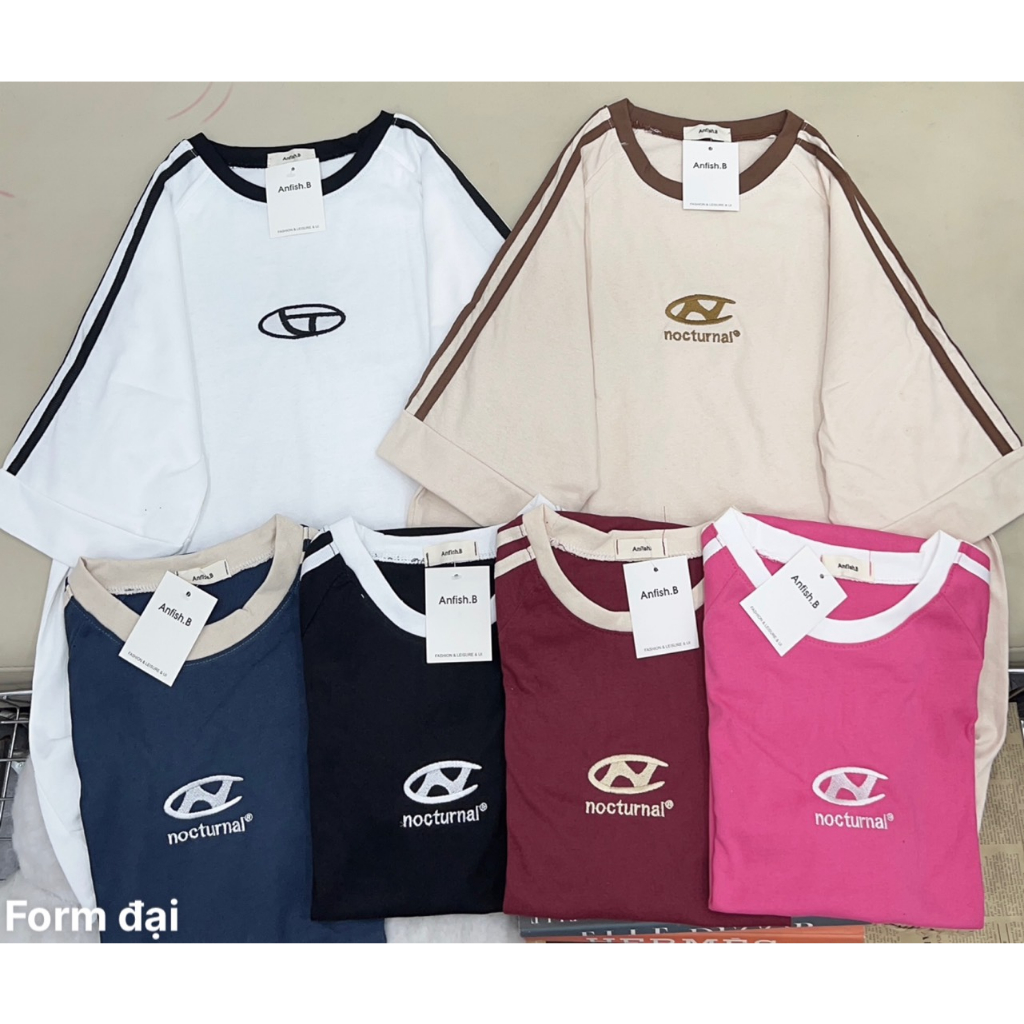 Áo Thun Kẻ Sọc Thêu Chữ N cotton khô