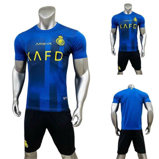 Quần áo đá banh clb al nassr 2024 màu xanh có in tên số