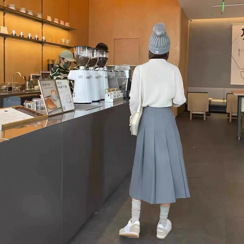 Chân váy midi xếp ly đính đá cao cấp  CV01