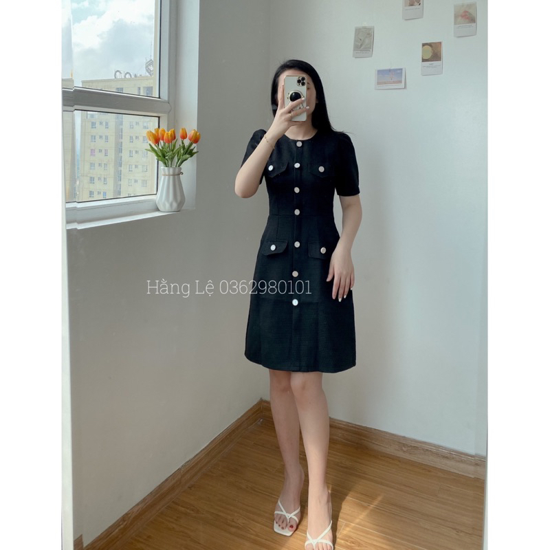 Váy Dạ Tweed phối tay sơ mi bèo ( ảnh thật chụp sàn)