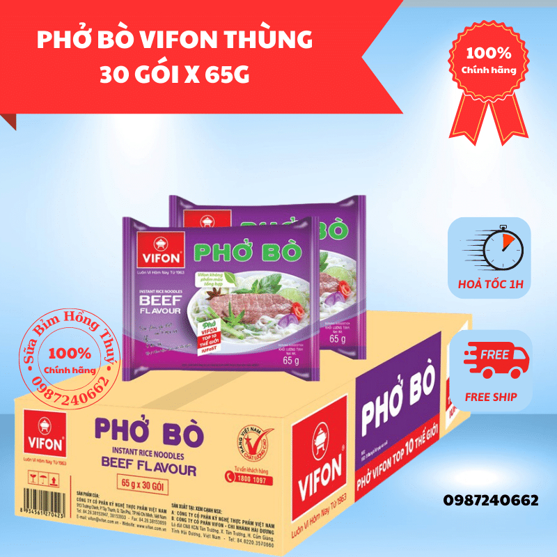 Phở Bò Vifon Thùng 30 Gói x 65g