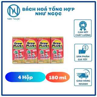 LỐC 4 HỘP  Sữa Bột Pha Sẵn Nutifood Grow Plus Đỏ 180ml - Bách Hóa Tổng