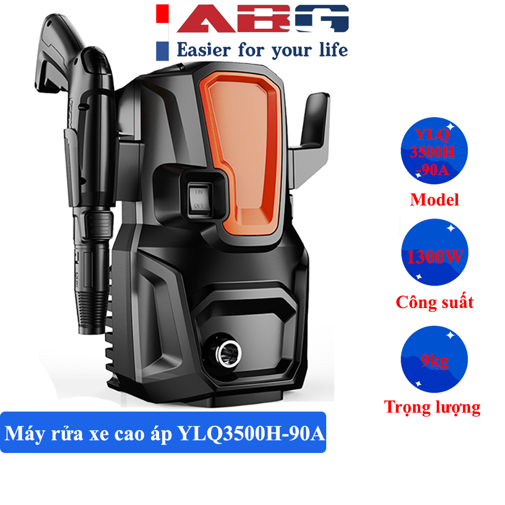 Máy rửa xe cao áp ABG YLQ3500H-90A rửa xe áp lực cao công suất 1300W dạng đứng hiện đại 2023, chống nước chống giật