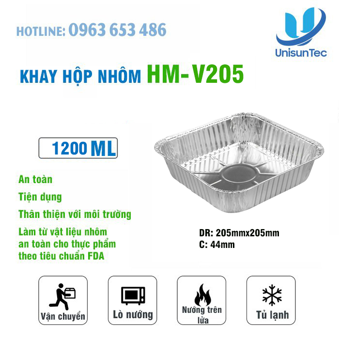 ❣️KHAY VUÔNG 20.5 CM❣️Set 10 khay nhôm vuông V205 cho nồi chiên vuông từ 7-10 lít