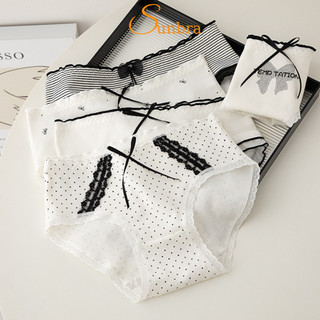  Quần Lót Cotton Nữ Cao Cấp Gân Tăm Phối Nơ Gợi Cảm SUNBRA 389