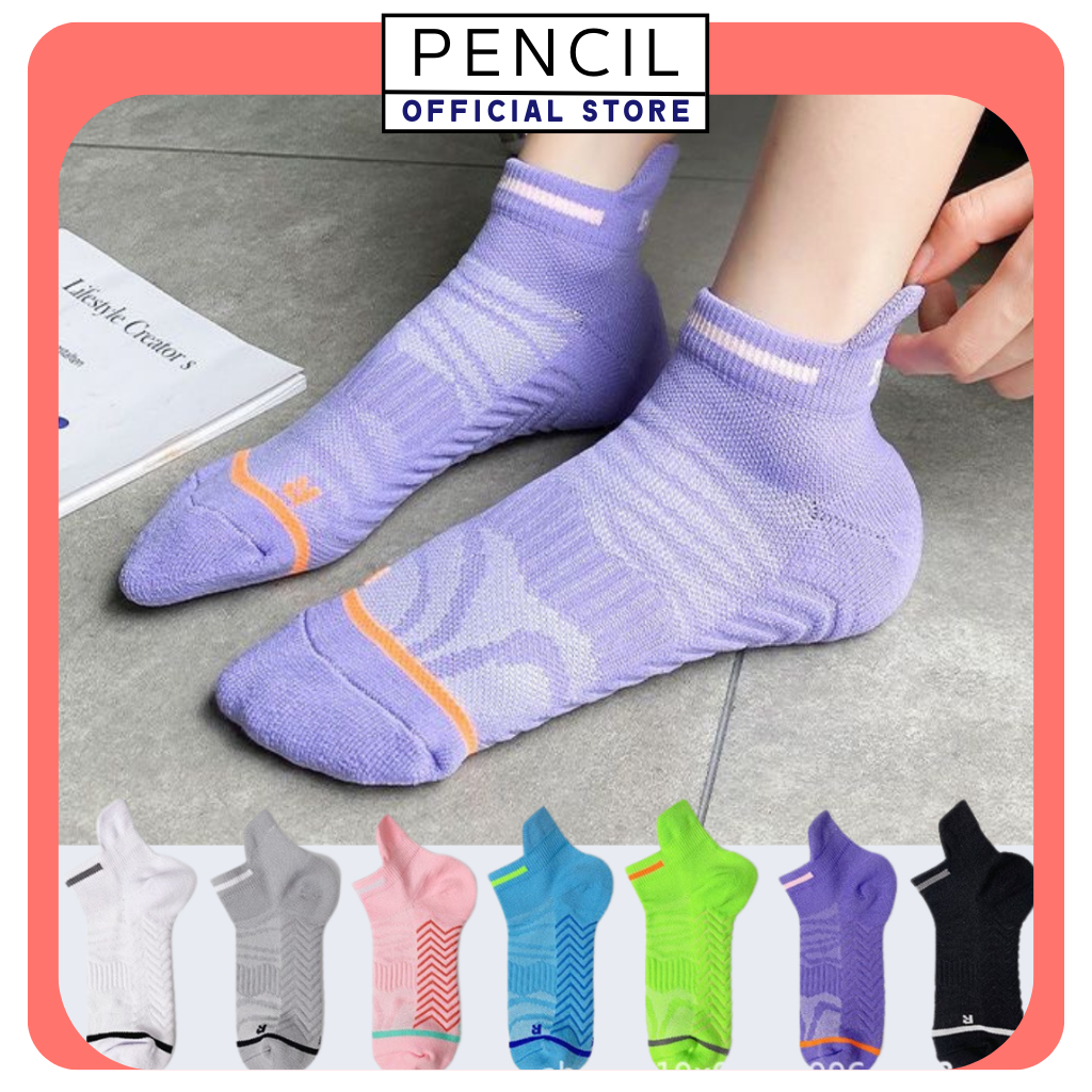 Tất thể thao nữ dày chống trơn trượt cổ ngắn chuyên dụng gym/erobic/chạy bộ/đạp xe thoáng khí hút ẩm nhiều màu