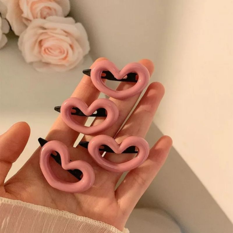 Kẹp Tóc Hình Ngôi Sao / Trái Tim Màu Hồng Thời Trang Cho Nữ
