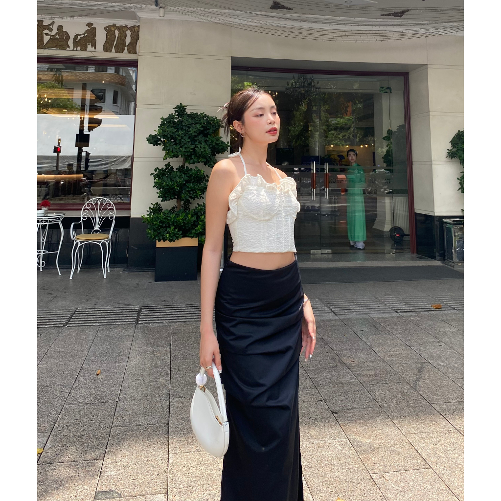 Áo Croptop Nữ Cổ Yếm Phối Bèo Nữ Tính MAICHI TOP - GOÛT DE JUN