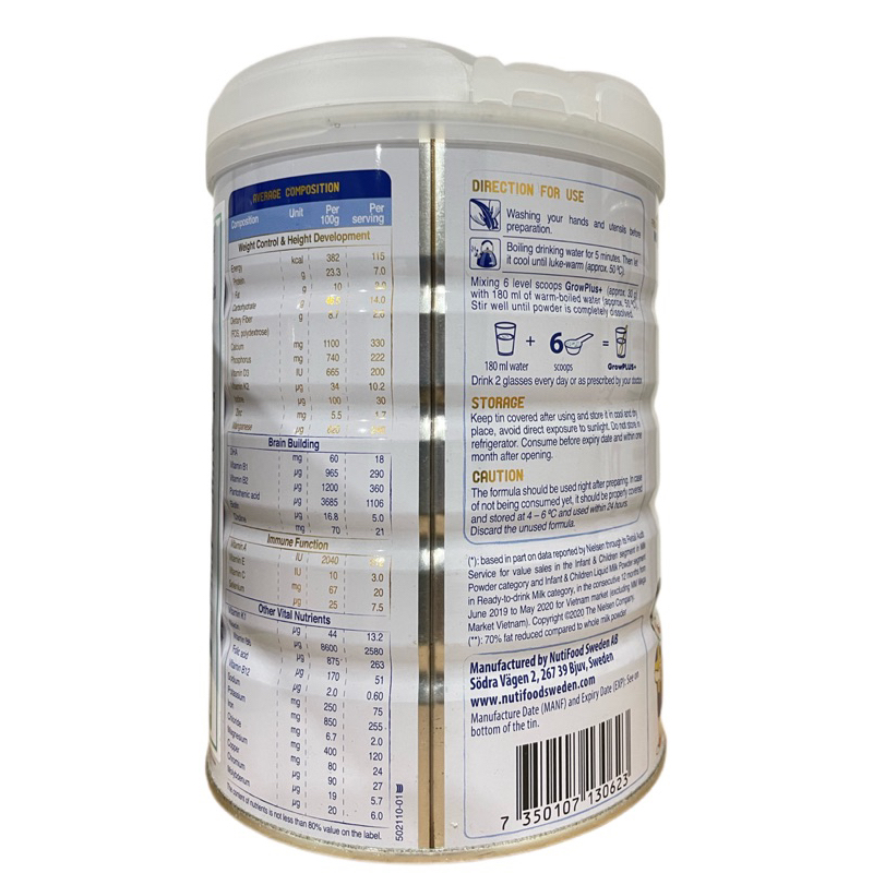 SỮA BỘT NUTI GROWPLUS TRẮNG LON 850G