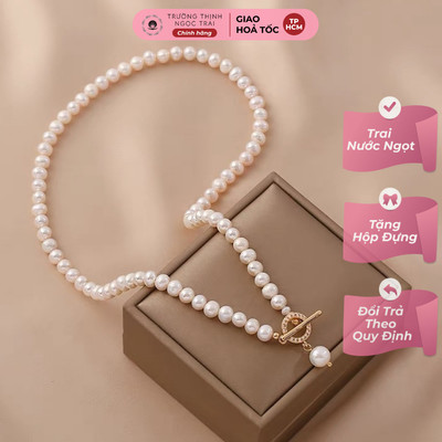 Dây Chuyền Ngọc Trai Hạt Nhỏ 4ly Khóa OT Bạc Mạ Vàng Sang Trọng  - Ngọc Trai Trường Thịnh