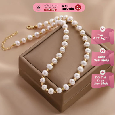 Dây Chuyền Bạc Hạt Nhỏ Mix Ngọc Trai Hạt 7ly Siêu Xinh, Tinh Tế Cho Nàng - Ngọc Trai Trường Thịnh