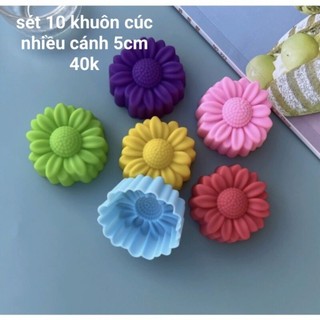 sét 10 khuôn silicon 5cm hoa cúc , hoa sen