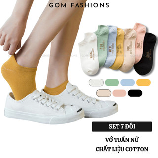 Set 7 đôi vớ nữ cổ ngắn gomtat chất liệu cao cấp, mềm mịn thoáng mát, 7 đôi 7 màu mang cả tuần -votuanu01