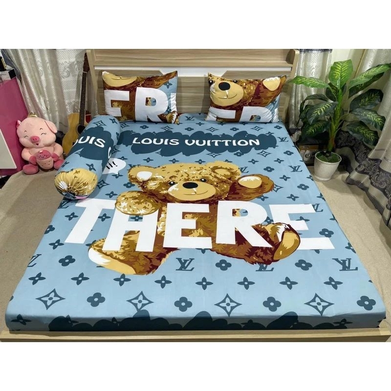 Combo 4 món drap drap Hàn Quốc mẫu Louis vuittion gấu mẫu mới