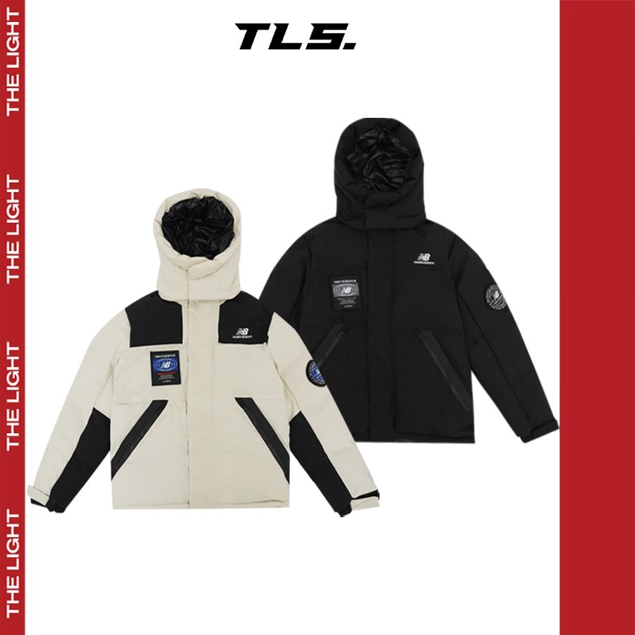 Áo jacket New Balance vải dù lót bông chắn gió phối miếng dán sticker, áo khoác phao béo NB cặp đôi cao cấp TLS