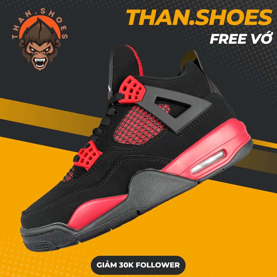 Giày JD4 Retro SE Red Thunder, JD4 Đen Đỏ - Than.Shoes