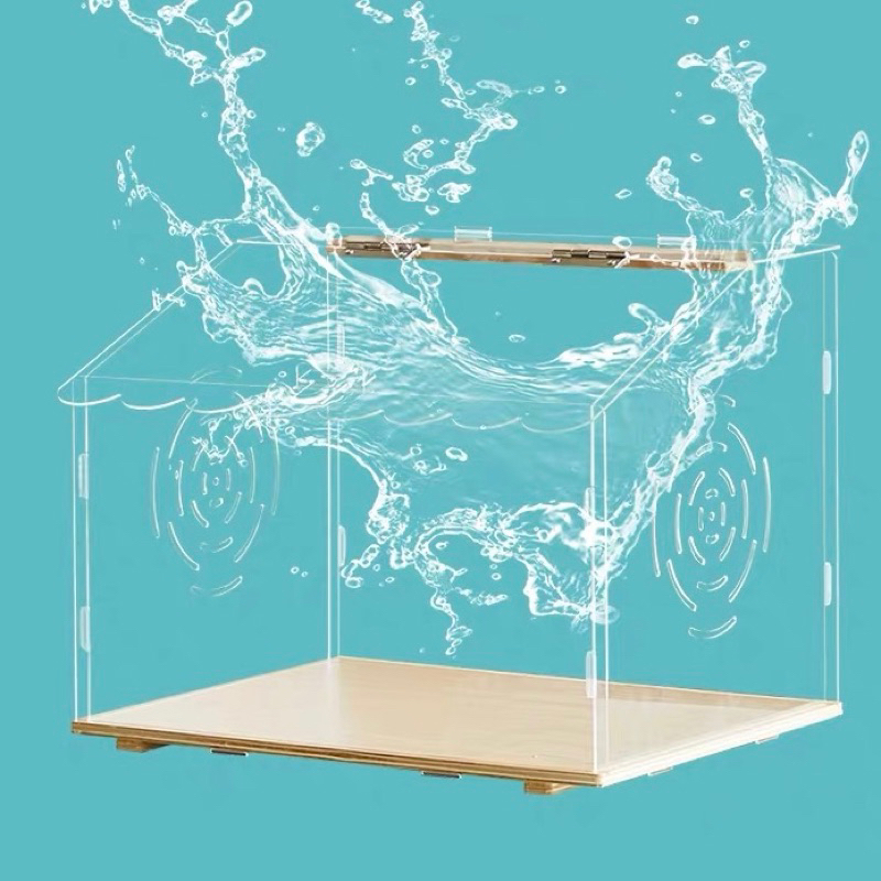 Lồng chuồng chuột hamster hình ngôi nhà gỗ mix nhựa mica