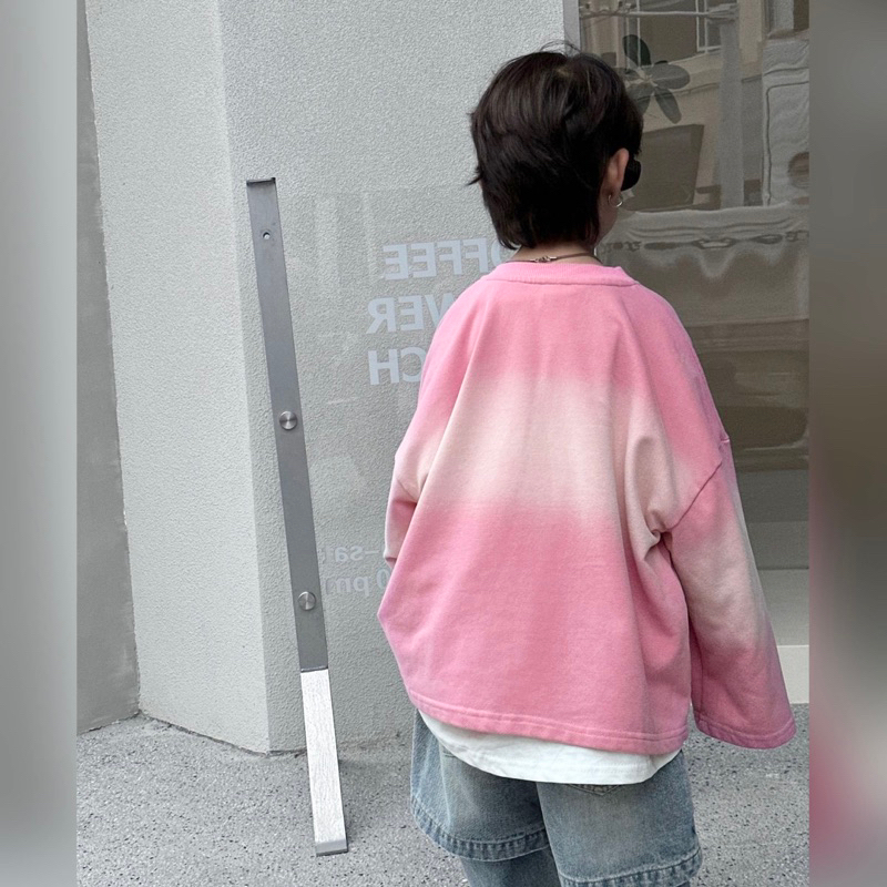 Áo thun dài tay bé trai loang hồng Q A386 size 90-140, quần áo trẻ em thu đông cao cấp