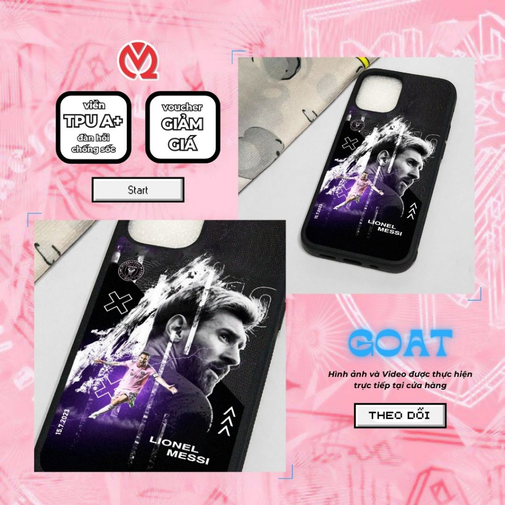 Ốp lưng Messi, Inter Miami, The GOAT, Ốp lưng iP chống sốc toàn diện, Minh Quang mobile