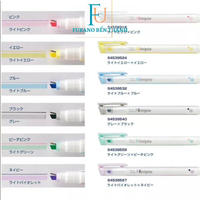 Bút Ninipie 2 Ngòi Bút Viết + Bút Đánh Dấu Highlight 2 Màu Pastel Siêu Xinh