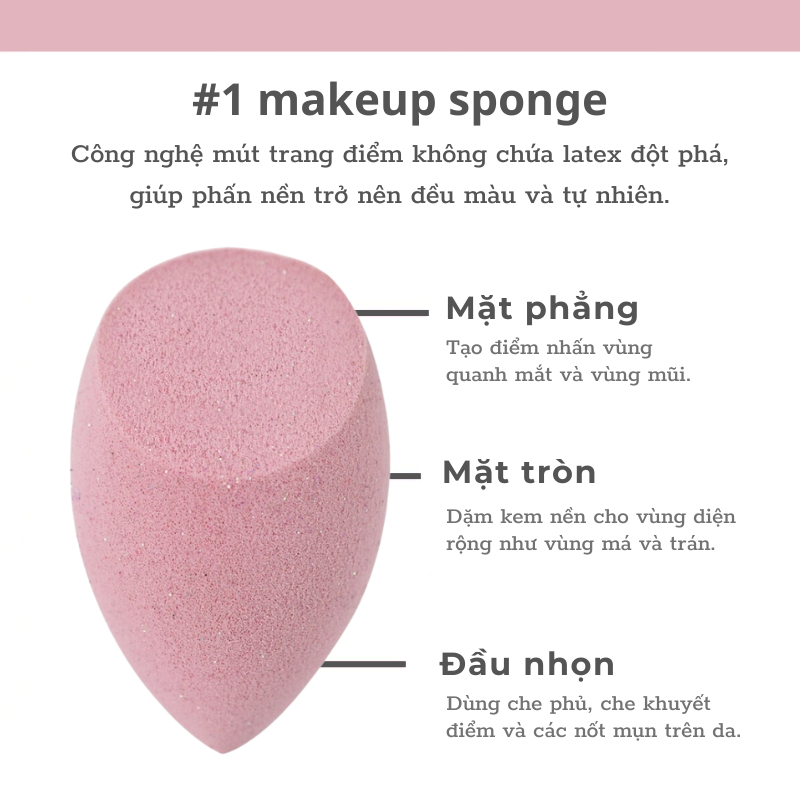 Mút Tán Kem Nền Hồng Real Techniques Sugar Crush Miracle Complexion Sponge Pink