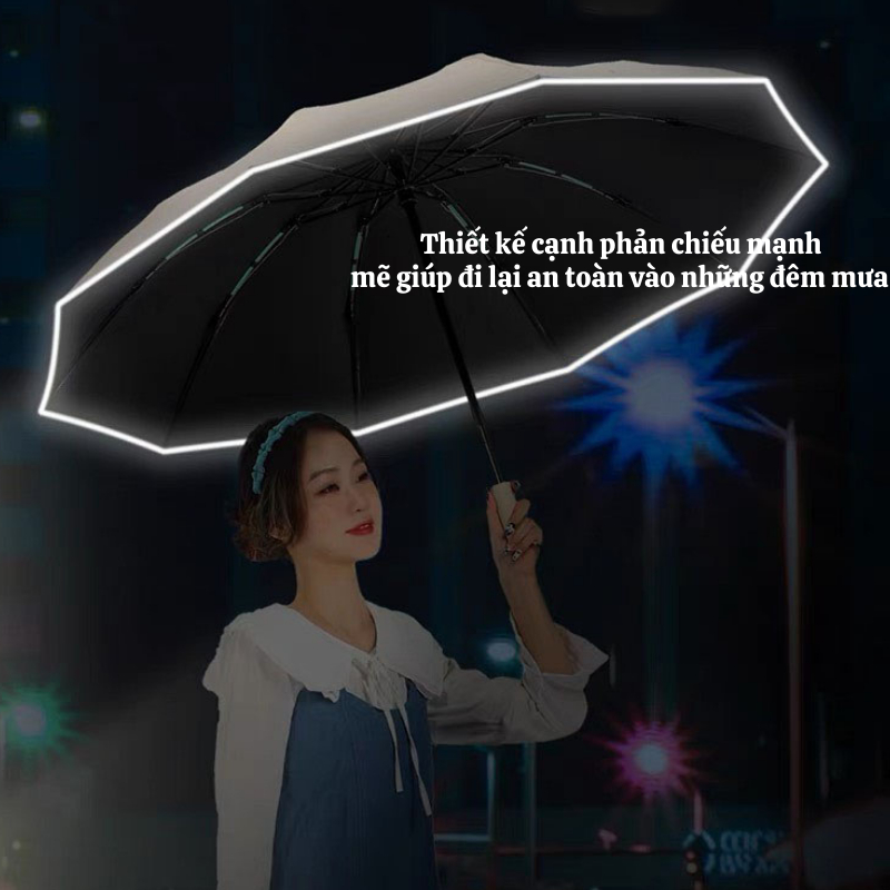 Dù Che Nắng XUKA Phản Quang Ánh Sáng 12 Nan Kép Nút Đóng Mở Tự Động