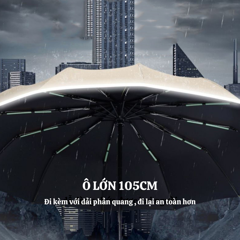 Dù Che Nắng XUKA Phản Quang Ánh Sáng 12 Nan Kép Nút Đóng Mở Tự Động