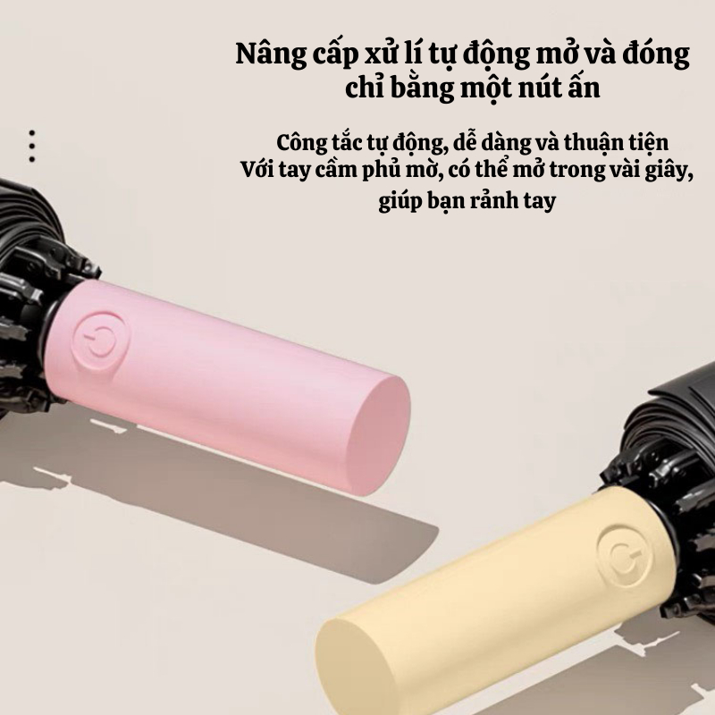 Dù Che Nắng XUKA Phản Quang Ánh Sáng 12 Nan Kép Nút Đóng Mở Tự Động