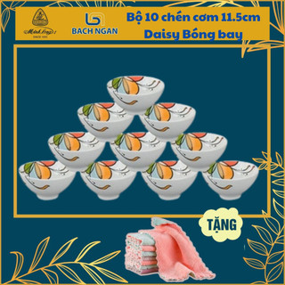Bộ 10 Chén Ăn Cơm Minh Long 11.5 cm Daisy Họa Tiết Bóng Bay sứ cao cấp, đẹp, dùng gia đình, tặng quà