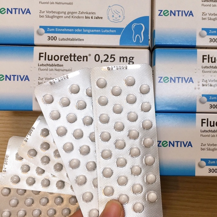 VIÊN NGẬM CHỐNG SÂU RĂNG CHO BÉ ZENIVA FLUORETTEN 0,25mg Hộp 300 viên Nội Địa Đức