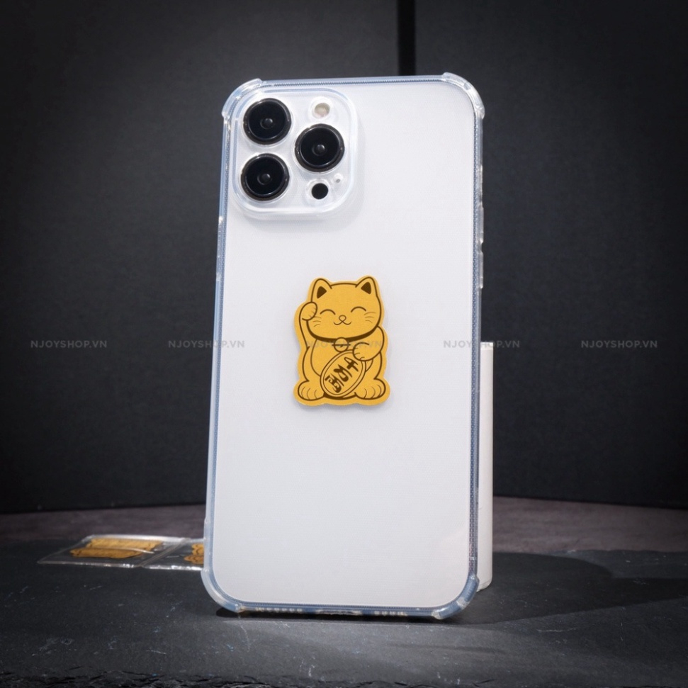 Miếng Dán Sticker Mèo Thần Tài cho điện thoại Linh Vật May Mắn Thu Hút Tài Lộc balu