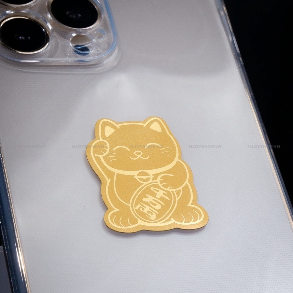 Miếng Dán Sticker Mèo Thần Tài cho điện thoại Linh Vật May Mắn Thu Hút Tài Lộc balu