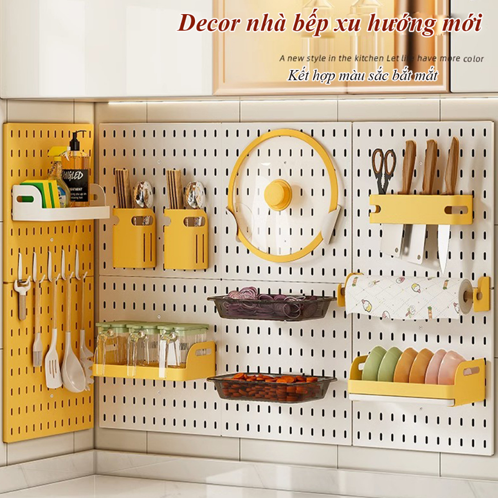 Bảng treo tường PEGBOARD decor phòng học, nhà bếp, giá treo đồ gia dụng tiện ích trang trí nhà cửa