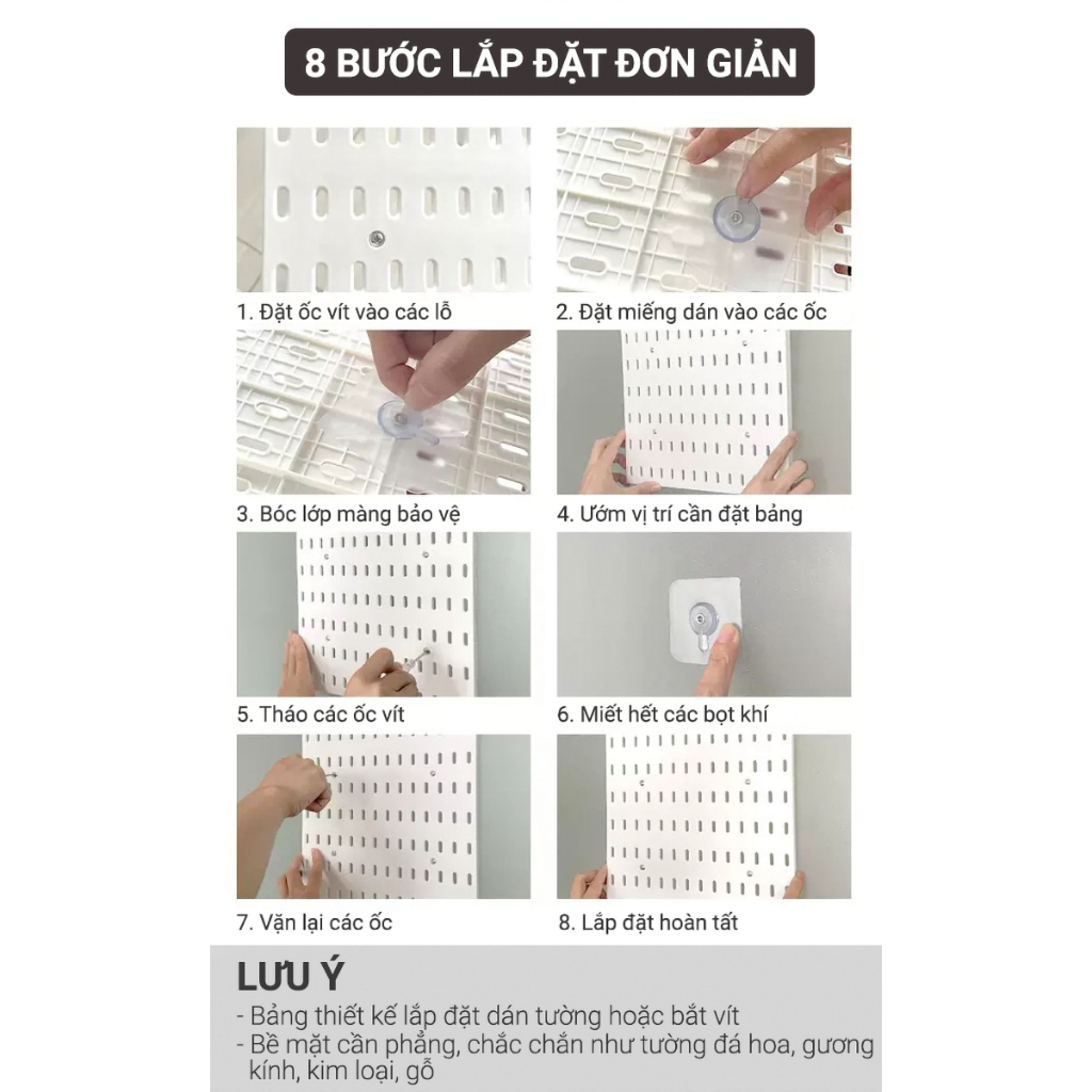 Bảng treo tường PEGBOARD decor phòng học, nhà bếp, giá treo đồ gia dụng tiện ích trang trí nhà cửa