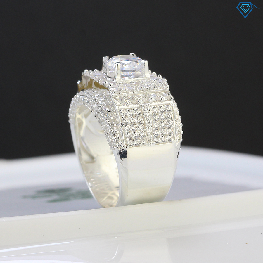 Nhẫn bạc nam 925 đính đá sang trọng xăm cát, trang sức nhẫn nam cao cấp chính hãng NNA0427 - Trang Sức TNJ