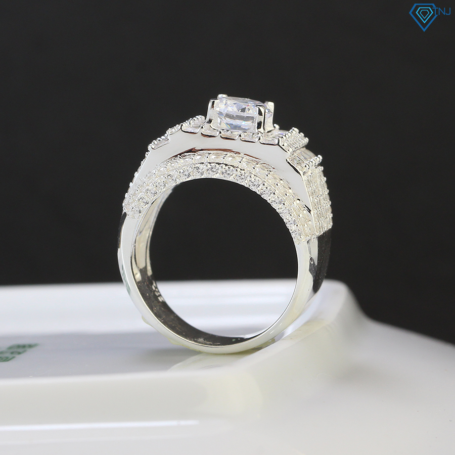 Nhẫn bạc nam 925 đính đá sang trọng xăm cát, trang sức nhẫn nam cao cấp chính hãng NNA0427 - Trang Sức TNJ