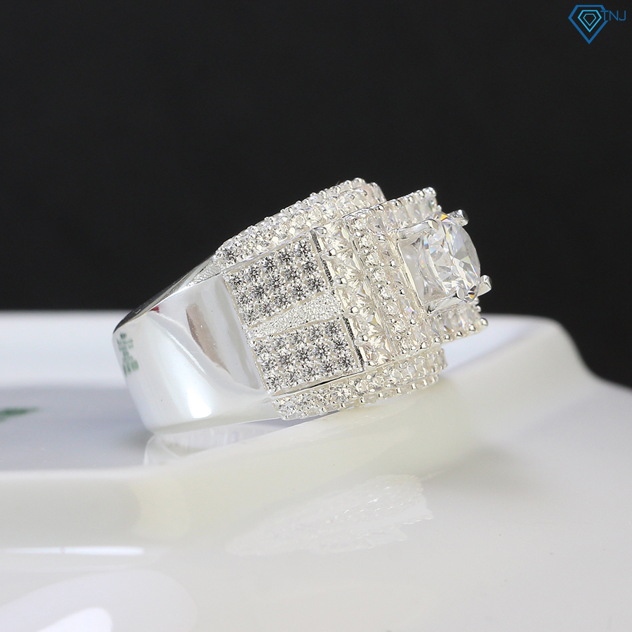 Nhẫn bạc nam 925 đính đá sang trọng xăm cát, trang sức nhẫn nam cao cấp chính hãng NNA0427 - Trang Sức TNJ